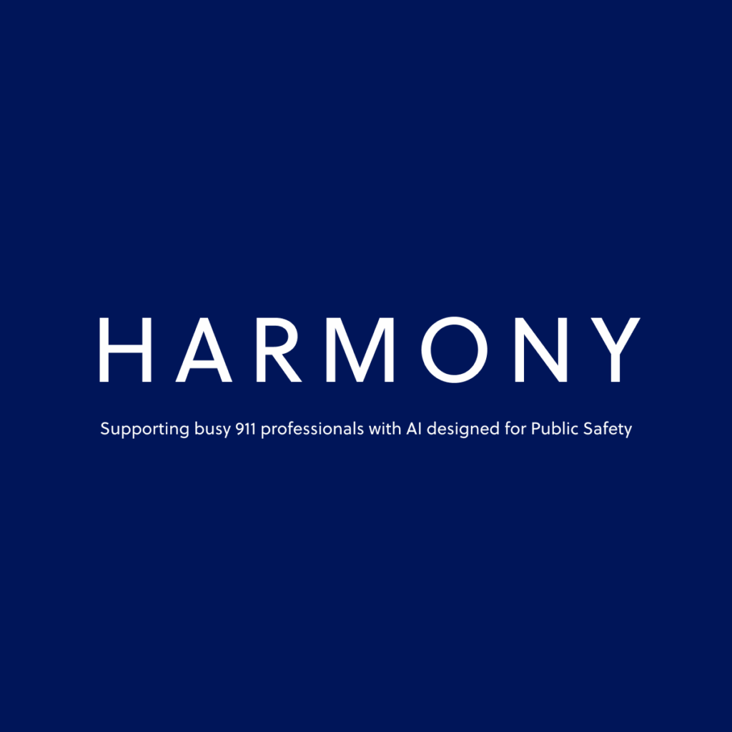 RapidSOS HARMONY logo on solid blue background
