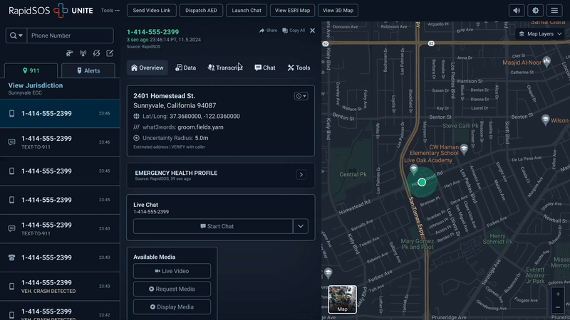 Video demonstrating what receiving emergency information from Avive AED looks like