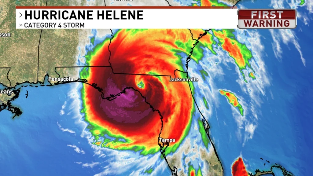 Image of Hurricane Helene landfall in Florida