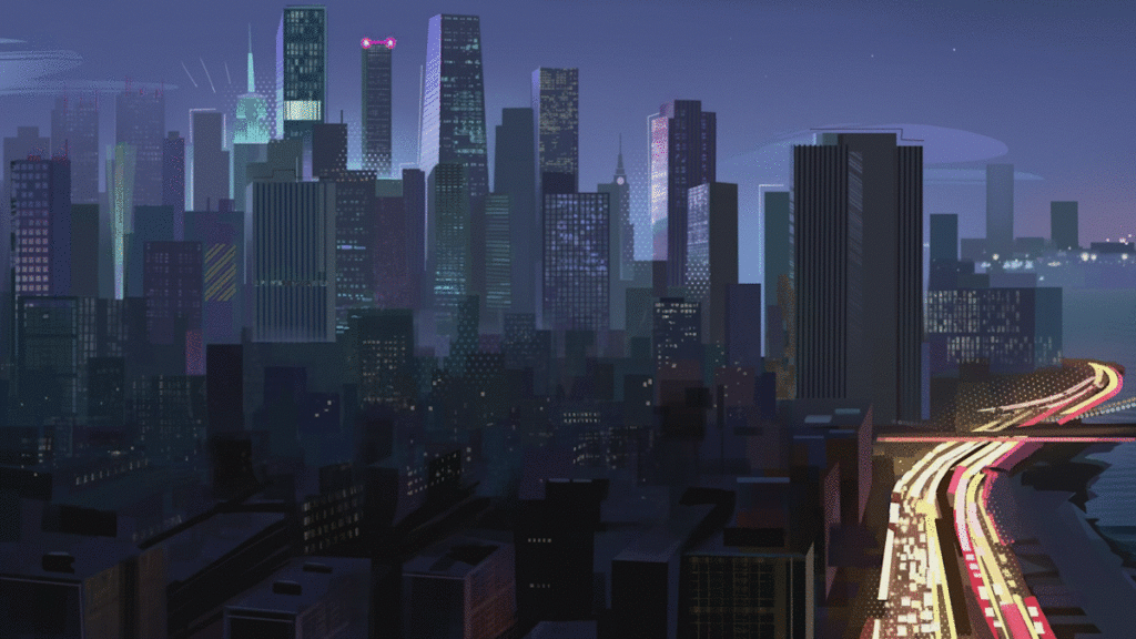 Outage gif - City scape with lights all turning off