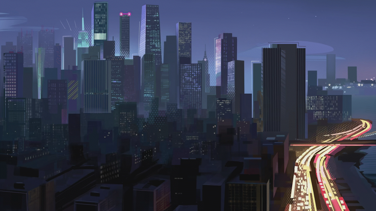 Outage gif - City scape with lights all turning off