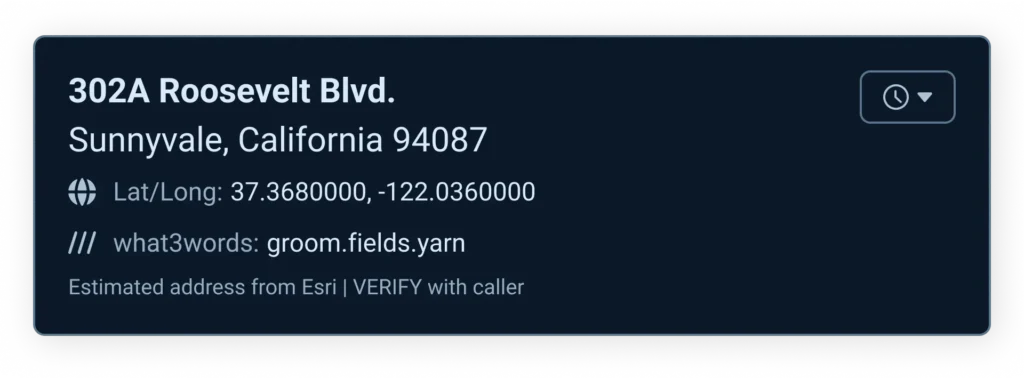 RapidSOS UNITE - Location Data card