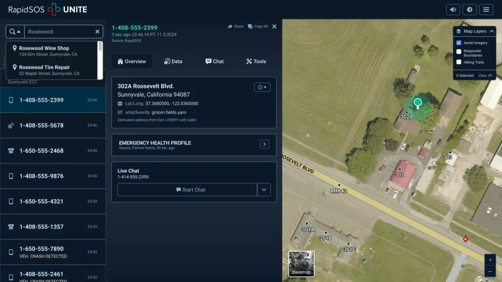 RapidSOS UNITE - GIS Mapping and Search
