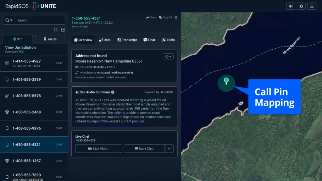 RapidSOS UNITE - Reservoir Pin Mapping
