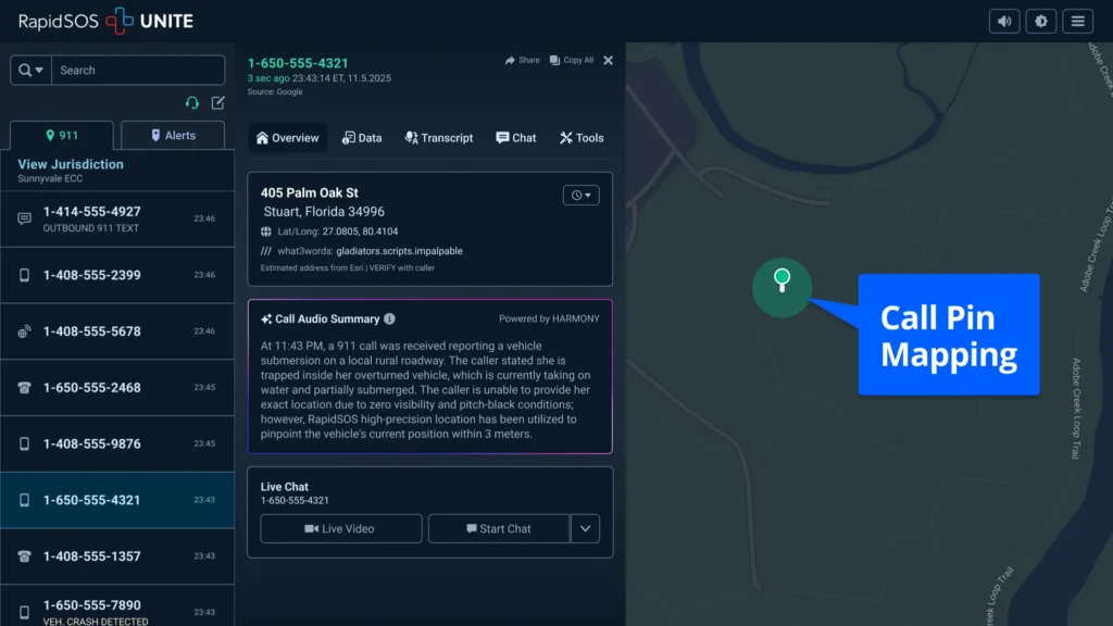 RapidSOS UNITE_Martin County FL Location