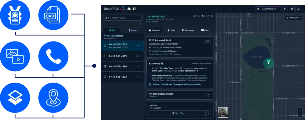 Data flowing into rapidSOS UNITE